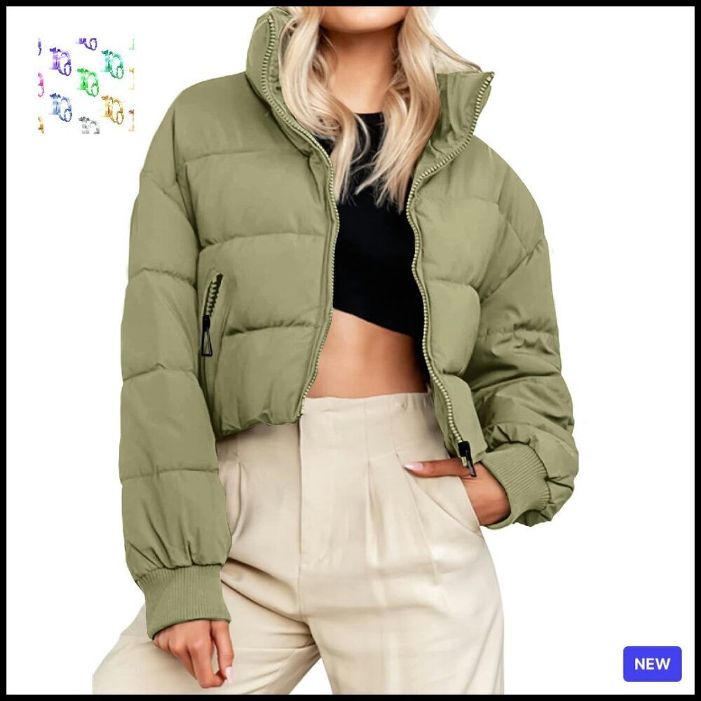 Oversized Cropped Puffer Jacket Winter Warm Chic Casual Y2K Style